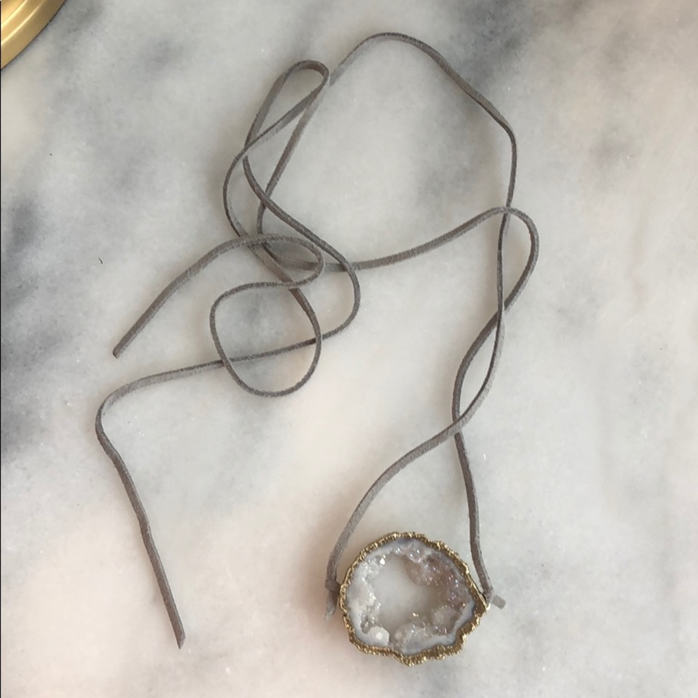Grey Stone Wrap Necklace